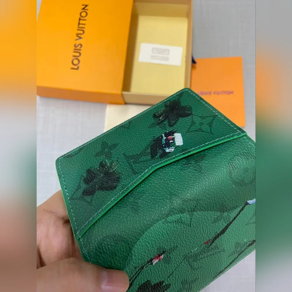 Louis Vuitton Green Floral Card Holder